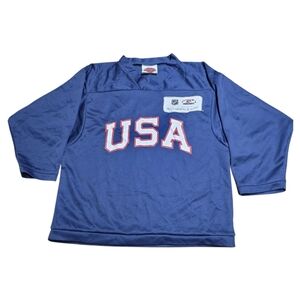 USA Hockey Hockey Jersey Size Large Kids Youth Med Navy Blue Nhl